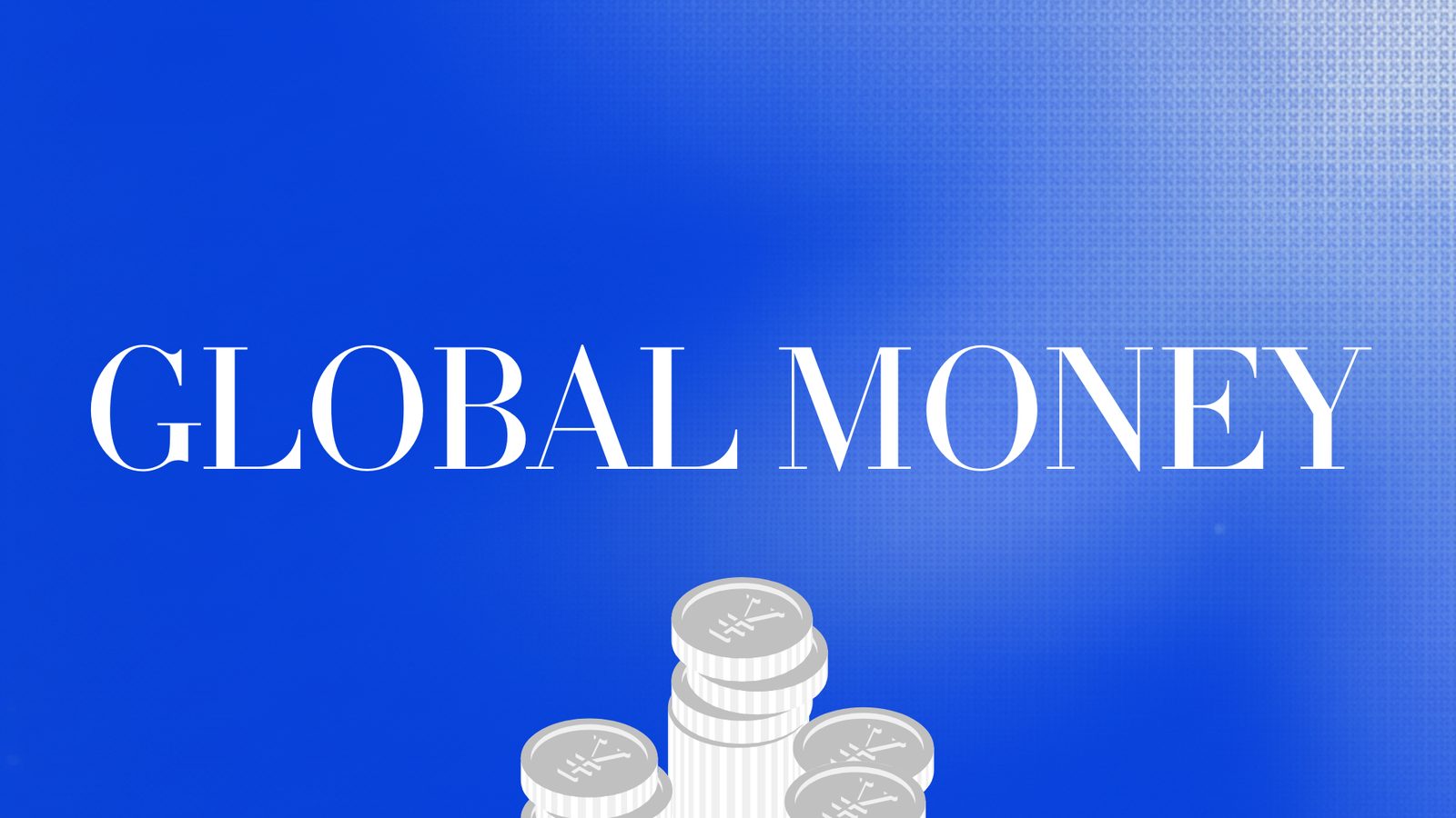 The Global Money wordmark set in Didot above a stack of coins