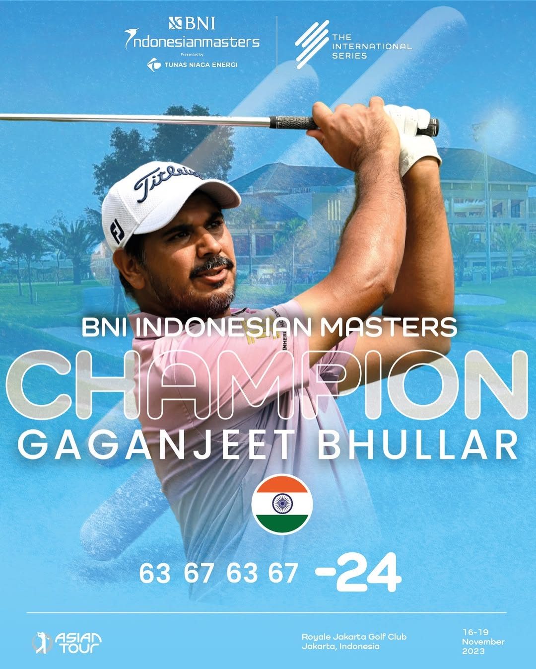 BNI Indonesian Masters champion graphic for Gaganjeet Bhullar
