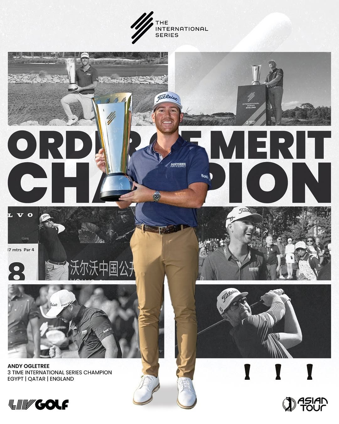Order of Merit champion graphic for Andy Ogletree, three-time International Series champion