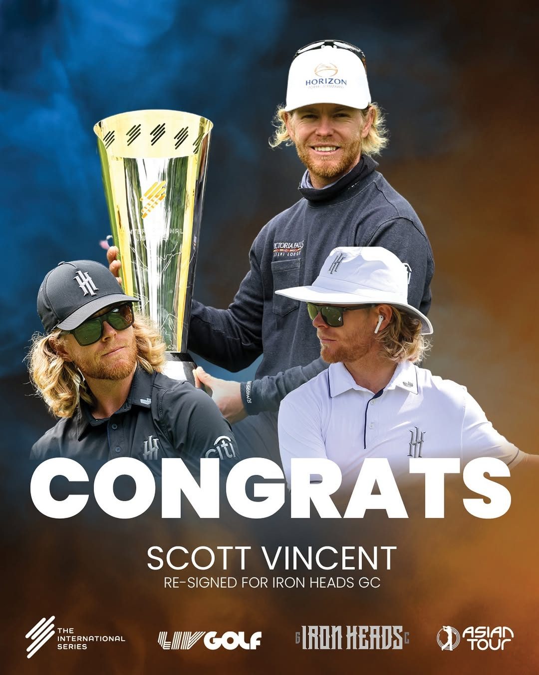 Congratulations graphic for Scott Vincent re-signing for Iron Heads GC